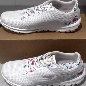Skechers GOwalk Floral Print Washable Bungee Sneakers - Womens Size 10EW